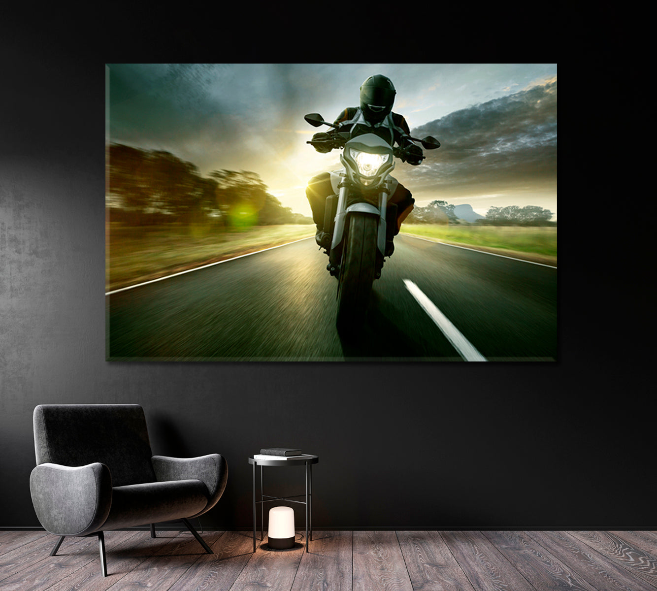 Biker Ride Motorcycle Canvas Print-Canvas Print-CetArt-1 Panel-24x16 inches-CetArt