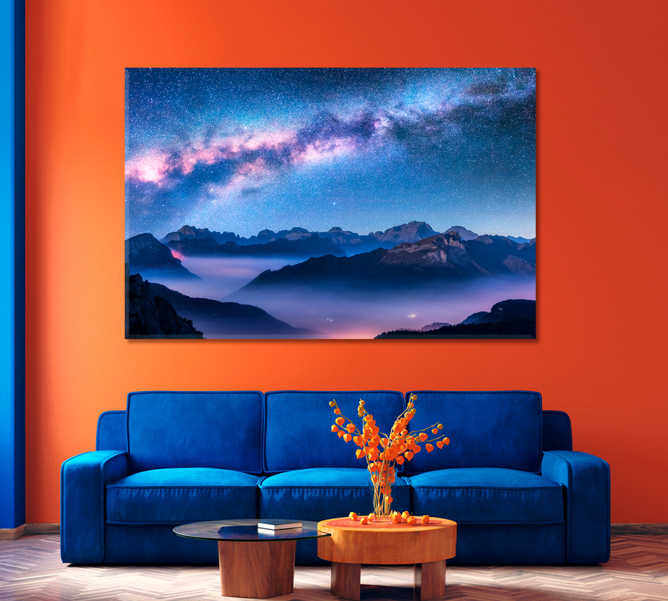 Milky Way Above Mountains in Dolomites Italy Canvas Print-Canvas Print-CetArt-1 Panel-24x16 inches-CetArt