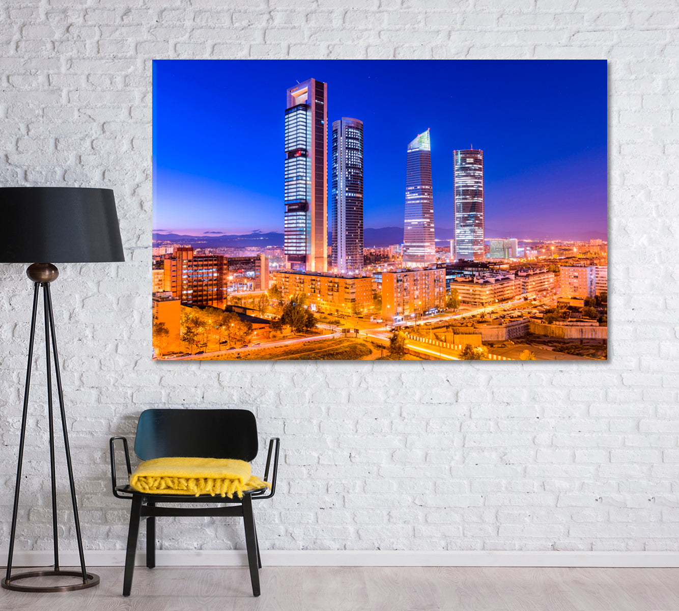 Madrid Financial District at Dusk Spain Canvas Print-Canvas Print-CetArt-1 Panel-24x16 inches-CetArt