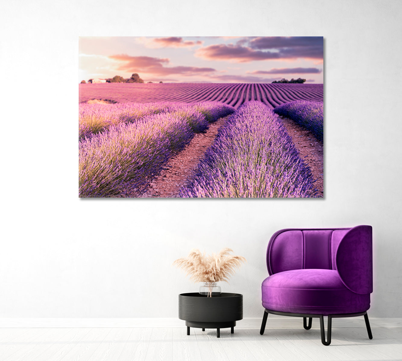 Provence Lavender Field at Sunrise France Canvas Print-Canvas Print-CetArt-1 Panel-24x16 inches-CetArt