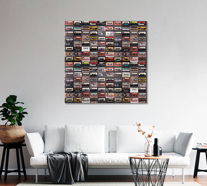 Retro Audio Tapes Canvas Print-Canvas Print-CetArt-1 panel-12x12 inches-CetArt