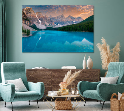 Moraine Lake at Evening Alberta Canvas Print-Canvas Print-CetArt-1 Panel-24x16 inches-CetArt