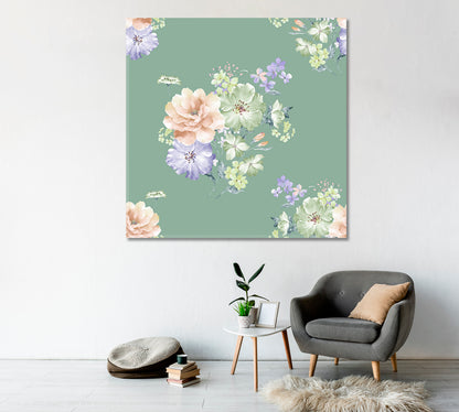 Delicate Abstract Flowers Canvas Print-Canvas Print-CetArt-1 panel-12x12 inches-CetArt