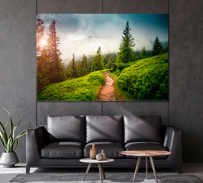 Foggy Morning in the Ukrainian Carpathian Mountains Canvas Print-Canvas Print-CetArt-1 Panel-24x16 inches-CetArt