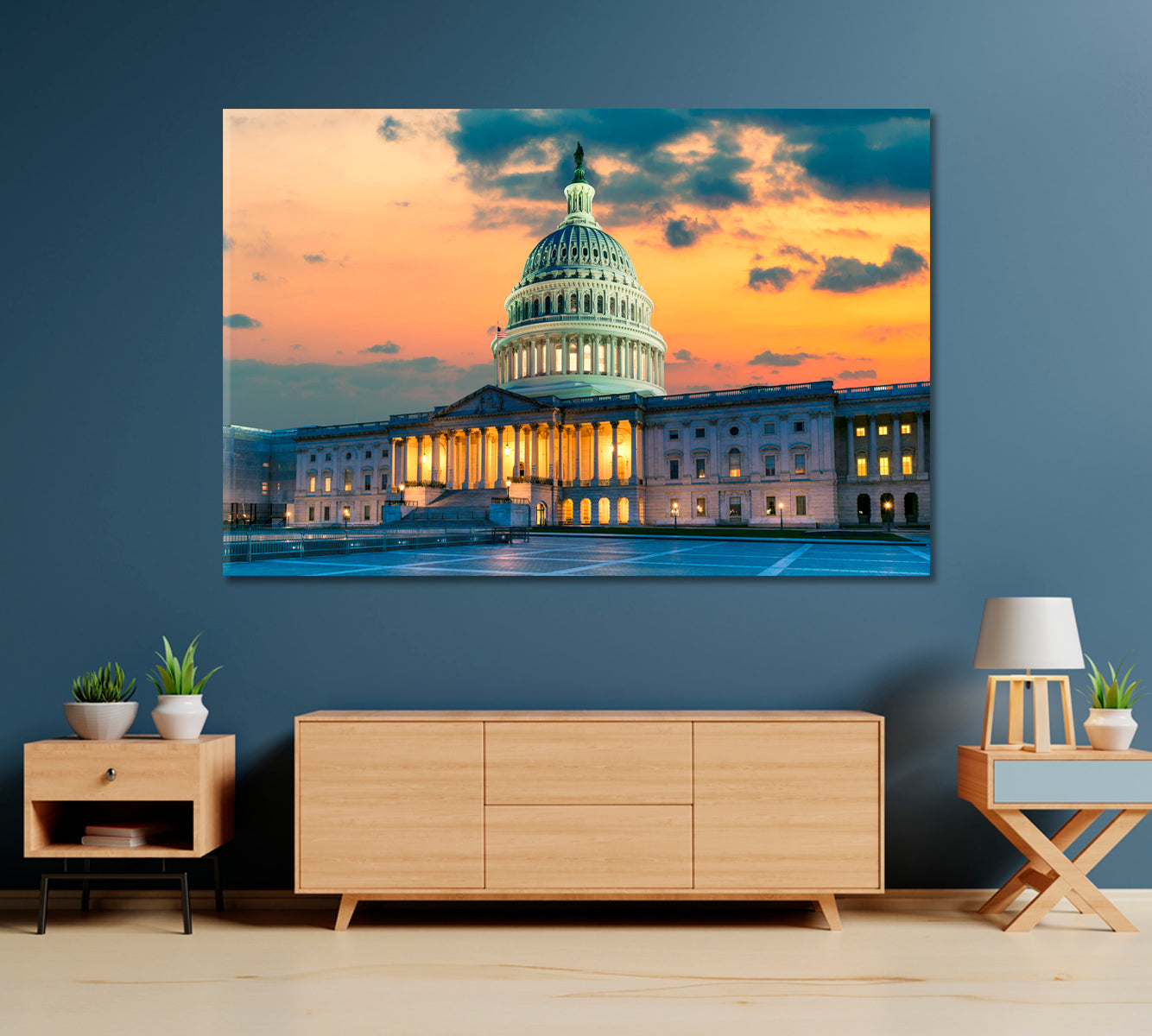 United States Capitol Building at Sunset Washington Canvas Print-Canvas Print-CetArt-1 Panel-24x16 inches-CetArt