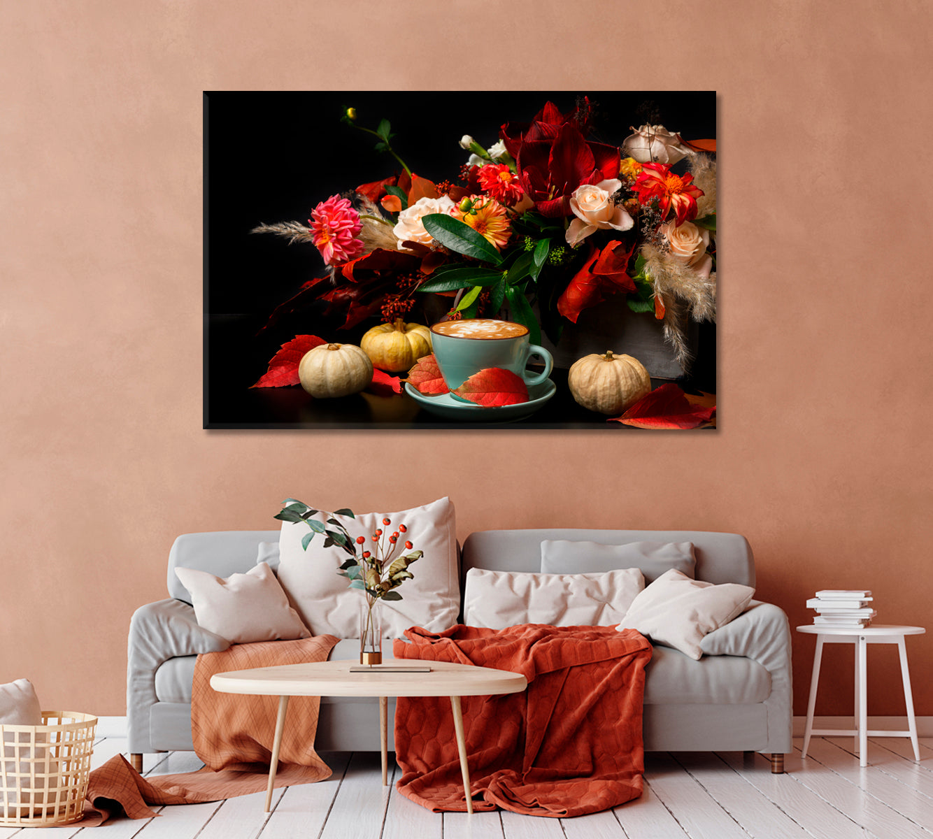 Still Life with Coffee and Flowers Canvas Print-Canvas Print-CetArt-1 Panel-24x16 inches-CetArt