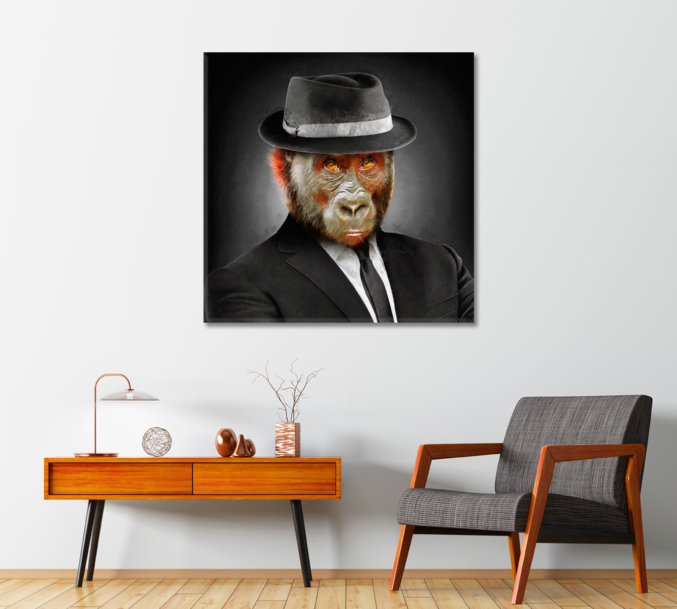 Monkey Businessman Canvas Print-Canvas Print-CetArt-1 panel-12x12 inches-CetArt