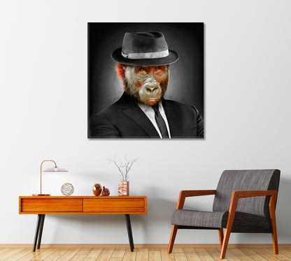 Monkey Businessman Canvas Print-Canvas Print-CetArt-1 panel-12x12 inches-CetArt