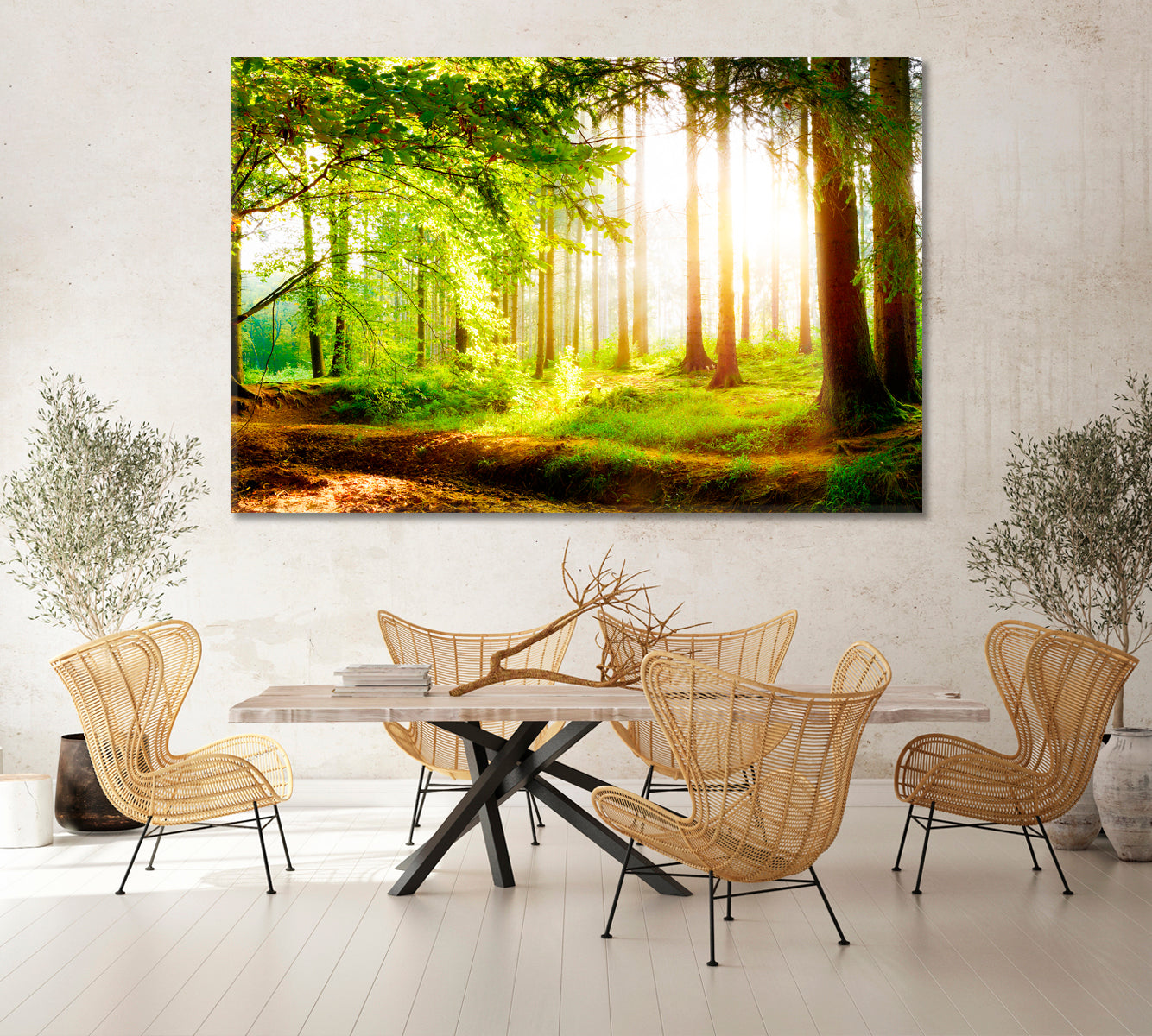 Beautiful Forest with Sunlight in Fog Canvas Print-Canvas Print-CetArt-1 Panel-24x16 inches-CetArt