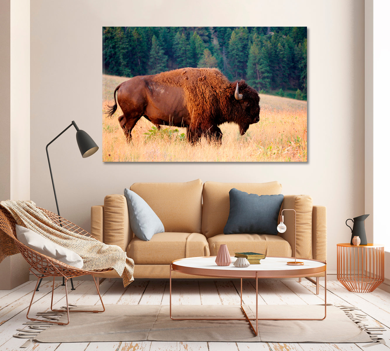 American Bison Buffalo Montana Canvas Print-Canvas Print-CetArt-1 Panel-24x16 inches-CetArt