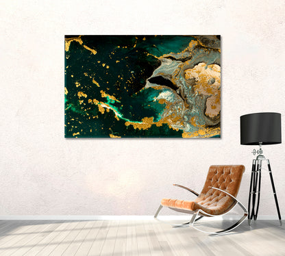 Combination Green Gray and Gold Agate Canvas Print-Canvas Print-CetArt-1 Panel-24x16 inches-CetArt