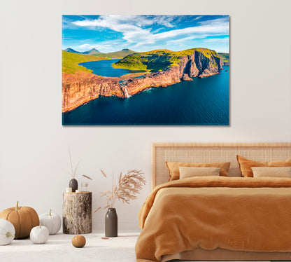 Bosdalafossur Waterfall Sorvagsvatn Lake Faroe Islands Canvas Print-Canvas Print-CetArt-1 Panel-24x16 inches-CetArt