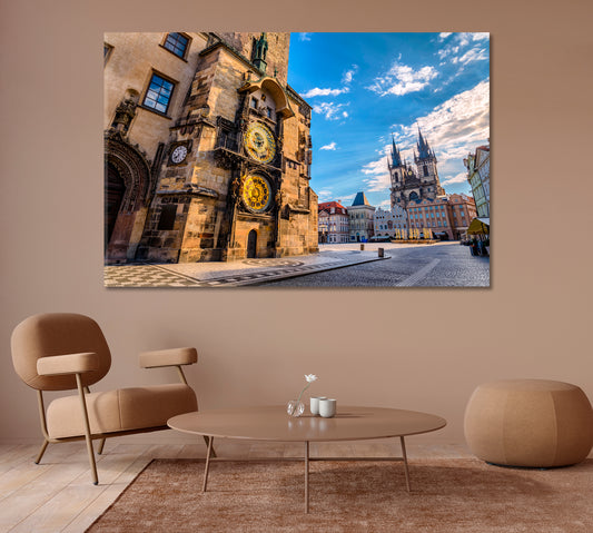 Astronomical Clock Tower in Prague Canvas Print-Canvas Print-CetArt-1 Panel-24x16 inches-CetArt