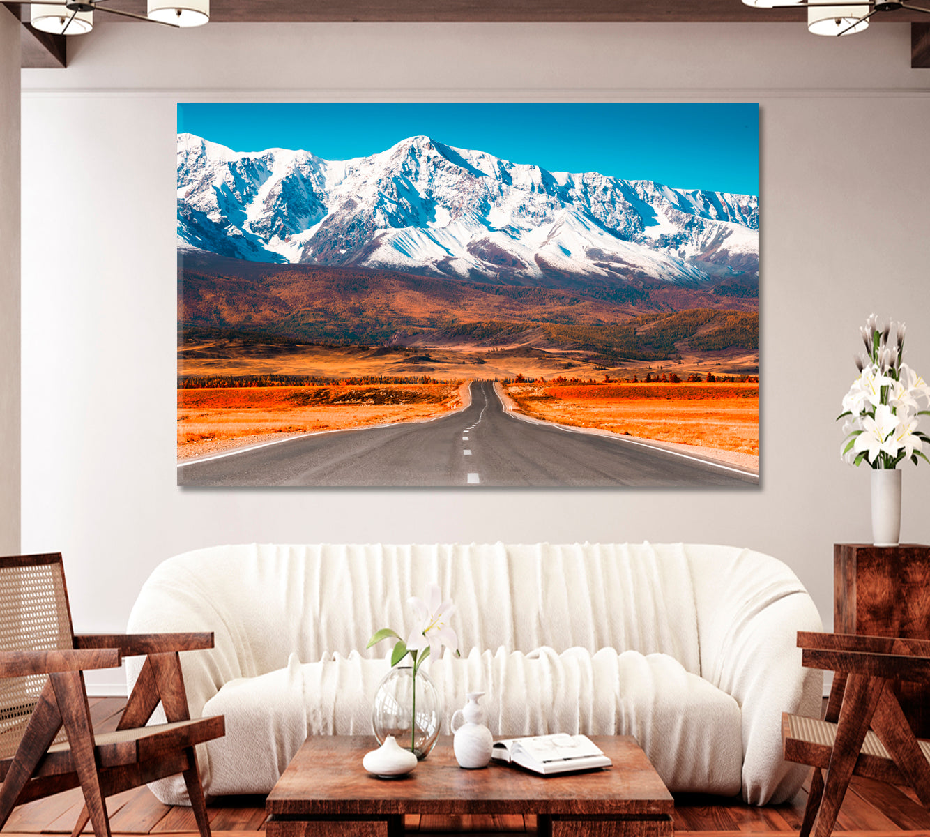 Road in Altai and the North Chuisky Mountain Range Canvas Print-Canvas Print-CetArt-1 Panel-24x16 inches-CetArt