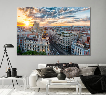 Madrid at Dusk Spain Canvas Print-Canvas Print-CetArt-1 Panel-24x16 inches-CetArt