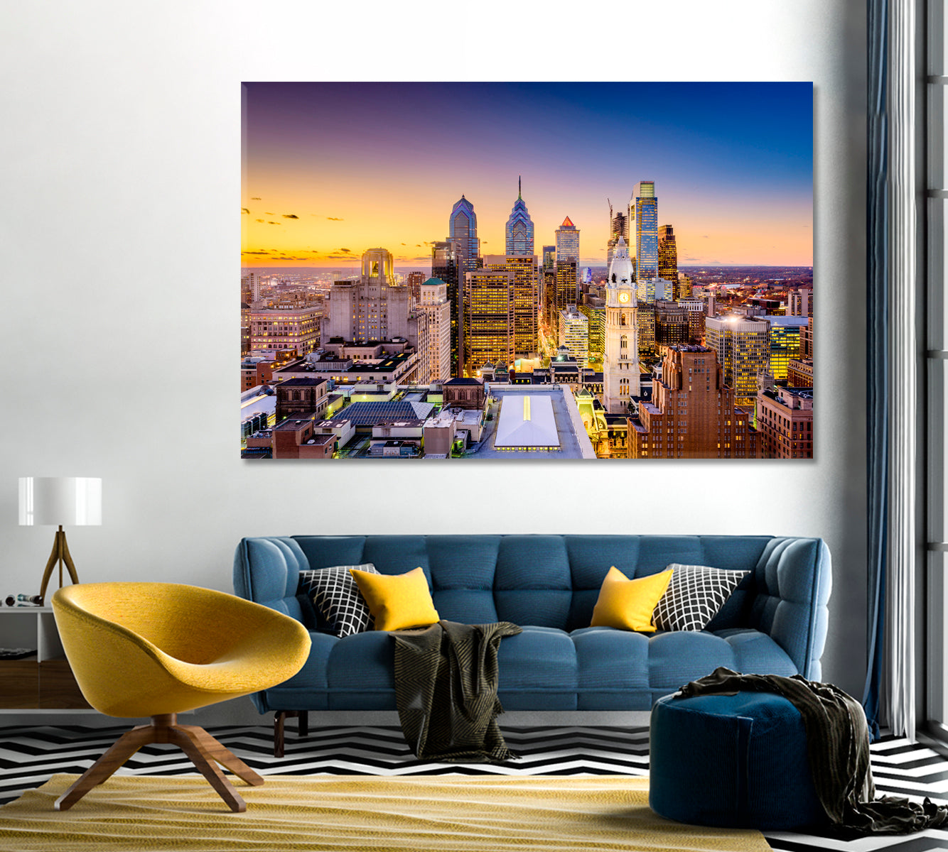 Philadelphia City at Dusk USA Canvas Print-Canvas Print-CetArt-1 Panel-24x16 inches-CetArt