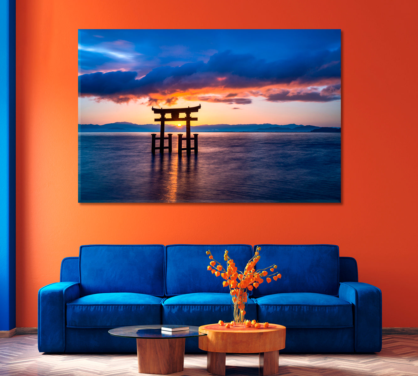 Torii Gate on Lake Biwa in Japan Canvas Print-Canvas Print-CetArt-1 Panel-24x16 inches-CetArt