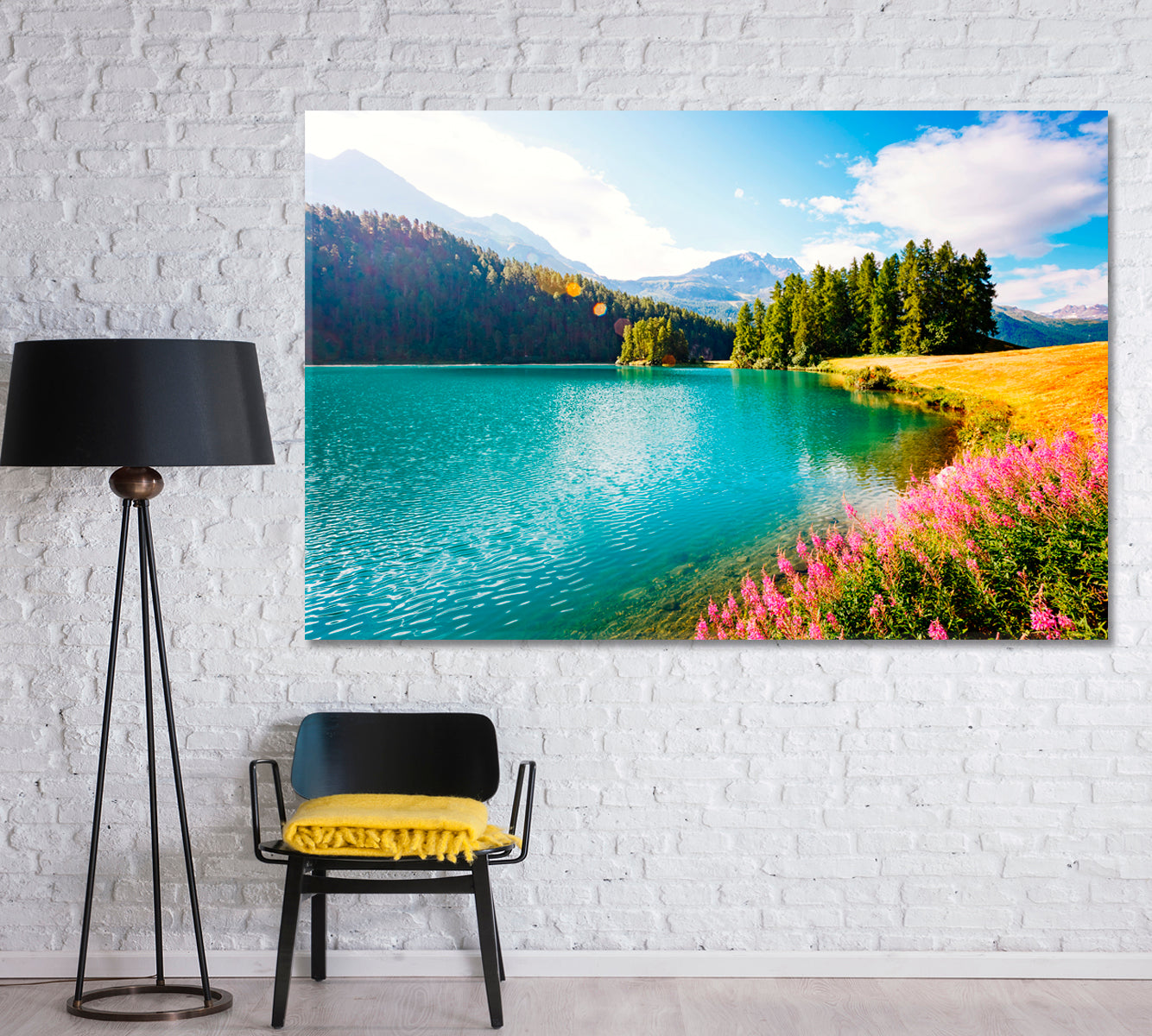 Azure Pond Champfer Switzerland Canvas Print-Canvas Print-CetArt-1 Panel-24x16 inches-CetArt