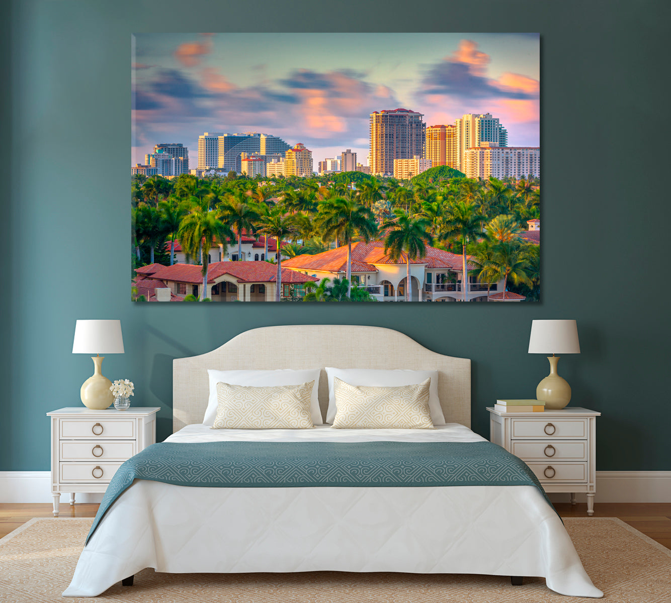 Florida City Skyline at Dusk United States Canvas Print-Canvas Print-CetArt-1 Panel-24x16 inches-CetArt