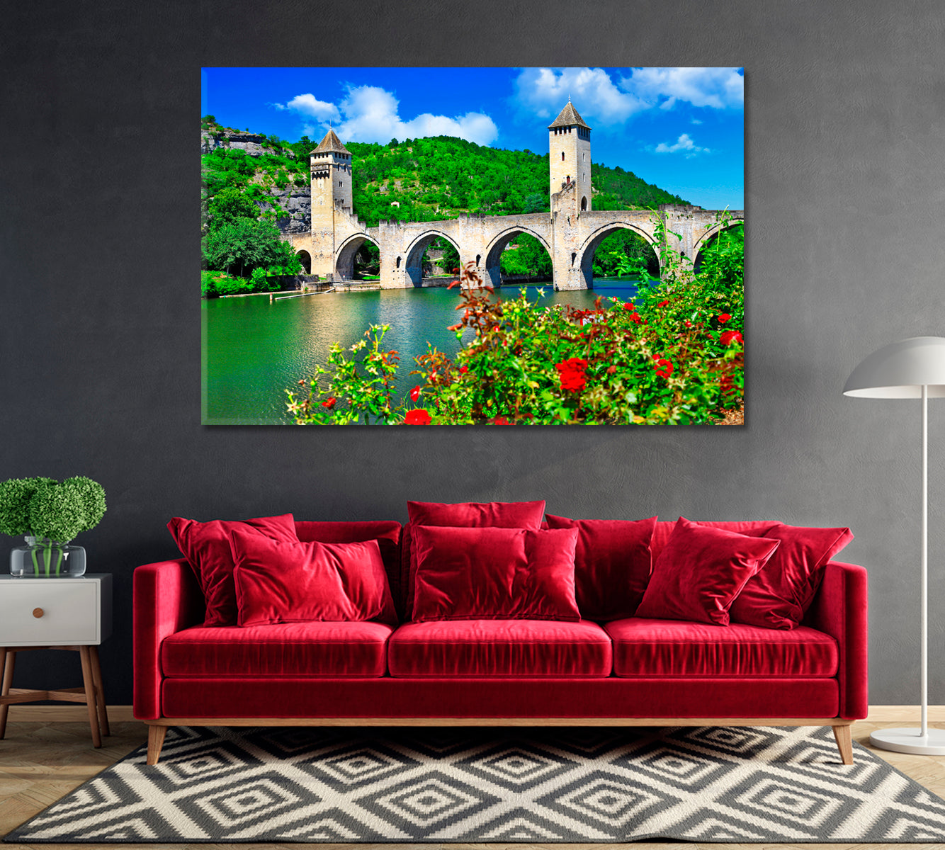 Cahors Valentre Bridge Pilgrims Road to Santiago Canvas Print-CetArt-1 Panel-24x16 inches-CetArt