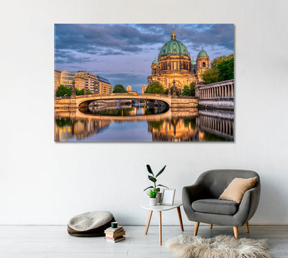 Berlin Cathedral and River Spree at Dusk Canvas Print-Canvas Print-CetArt-1 Panel-24x16 inches-CetArt