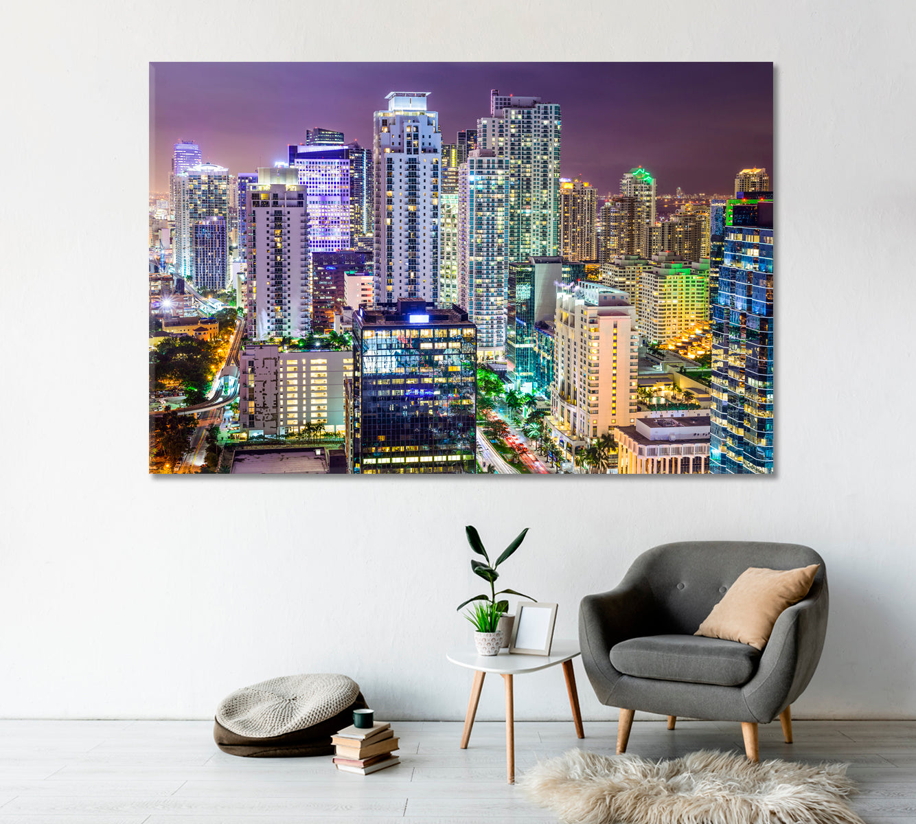 Miami Florida Downtown Cityscape Canvas Print-Canvas Print-CetArt-1 Panel-24x16 inches-CetArt