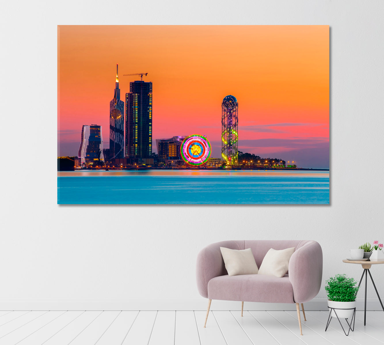 Skyscrapers and Towers Batumi at Sunset Georgia Canvas Print-Canvas Print-CetArt-1 Panel-24x16 inches-CetArt