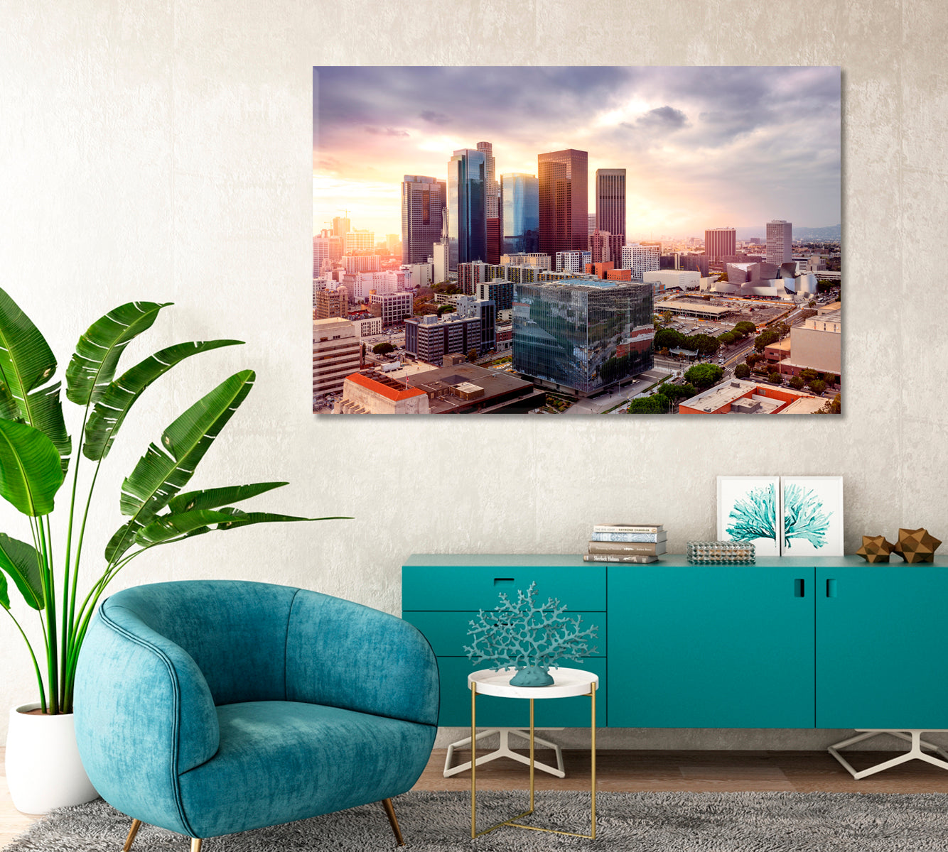 Downtown Los Angeles Skyline Canvas Print-Canvas Print-CetArt-1 Panel-24x16 inches-CetArt