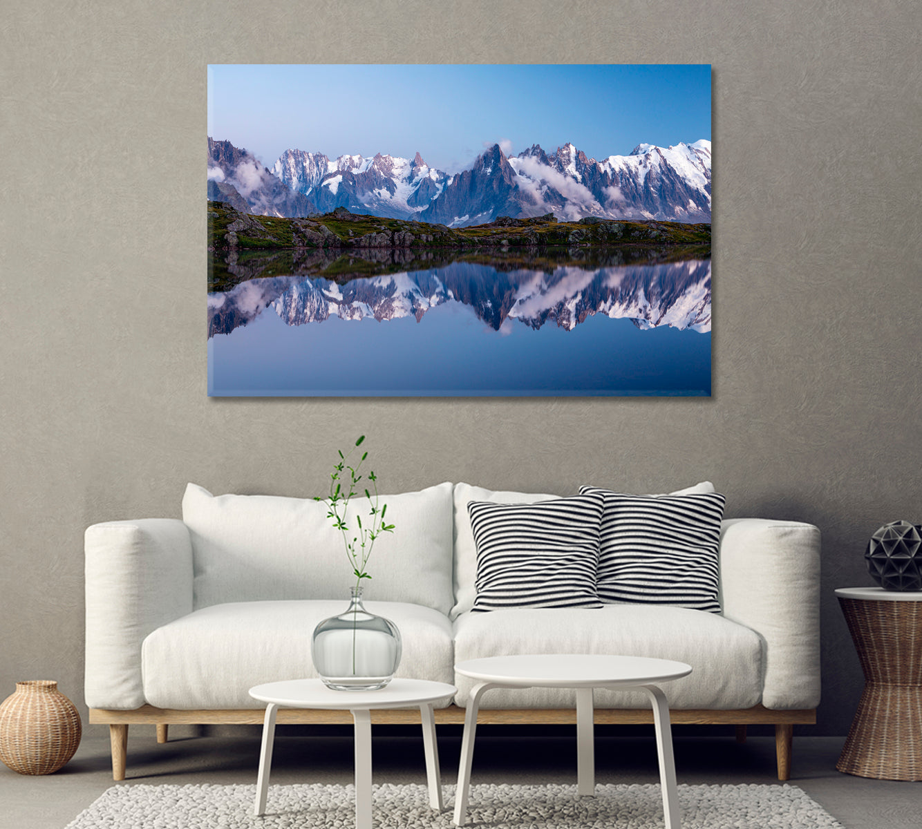 Mont Blanc Reflection in Lac Blanc Lake Chamonix France Canvas Print-Canvas Print-CetArt-1 Panel-24x16 inches-CetArt