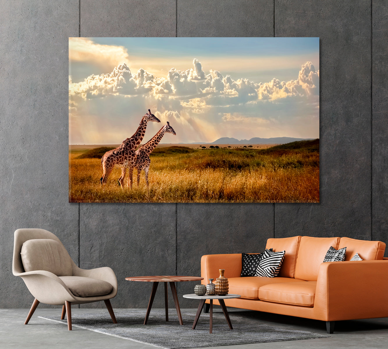 Two Giraffes in Serengeti National Park Africa Canvas Print-Canvas Print-CetArt-1 Panel-24x16 inches-CetArt