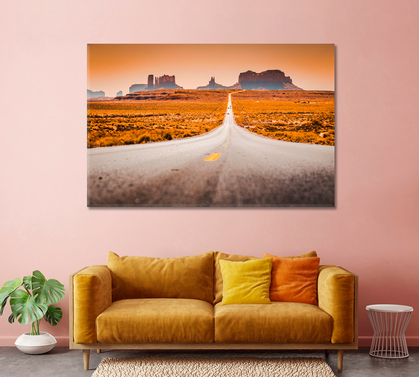 Historic US Route 163 through Monument Valley Utah USA Canvas Print-Canvas Print-CetArt-1 Panel-24x16 inches-CetArt