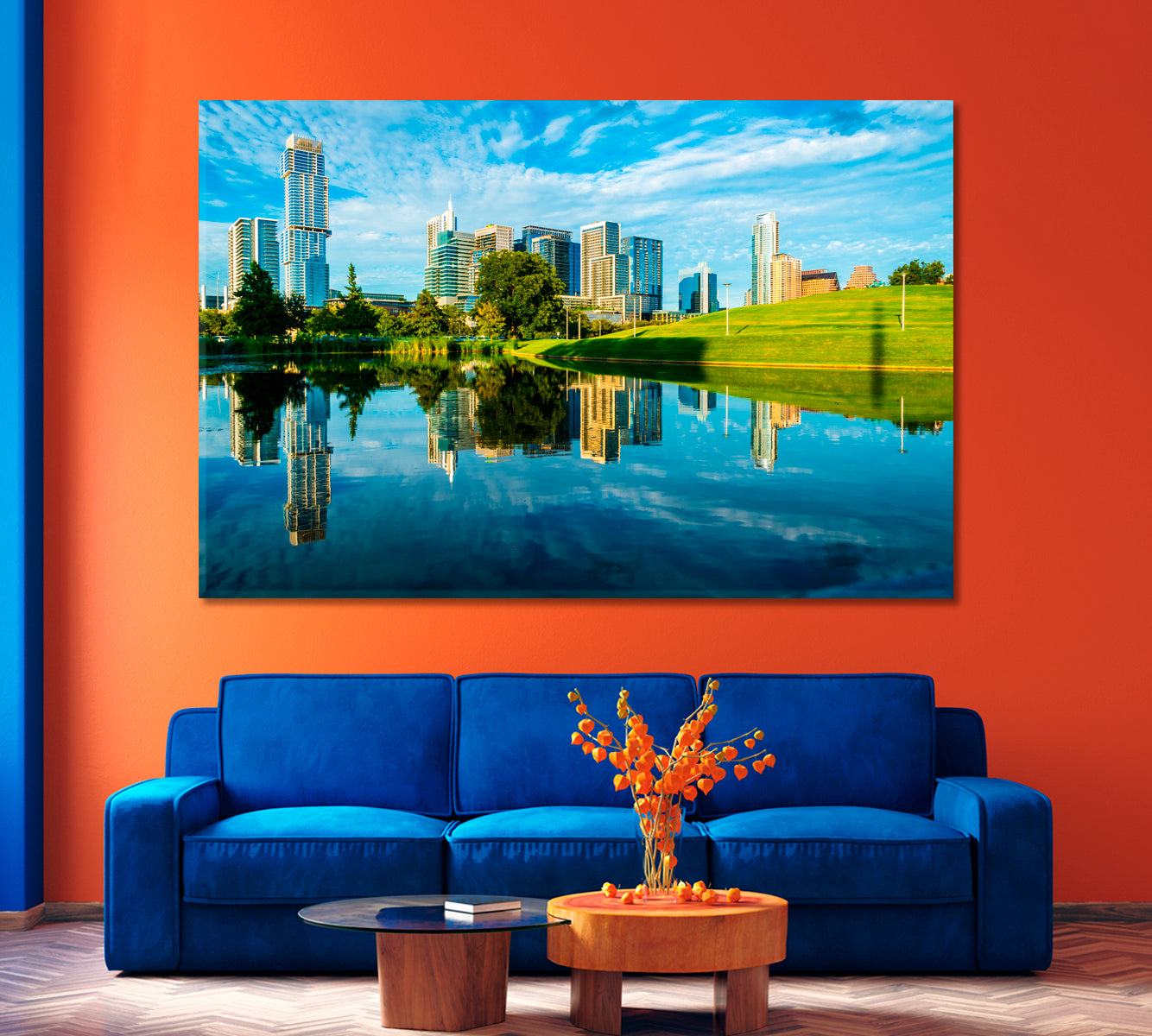 Austin Reflection in Mirror Clear Pond Canvas Print-Canvas Print-CetArt-1 Panel-24x16 inches-CetArt