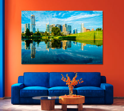 Austin Reflection in Mirror Clear Pond Canvas Print-Canvas Print-CetArt-1 Panel-24x16 inches-CetArt