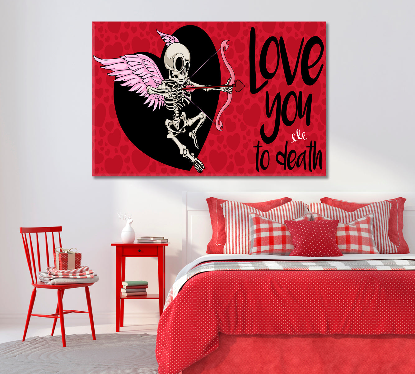 Valentine's Day Art Skeleton Cupid Canvas Print-Canvas Print-CetArt-1 Panel-24x16 inches-CetArt