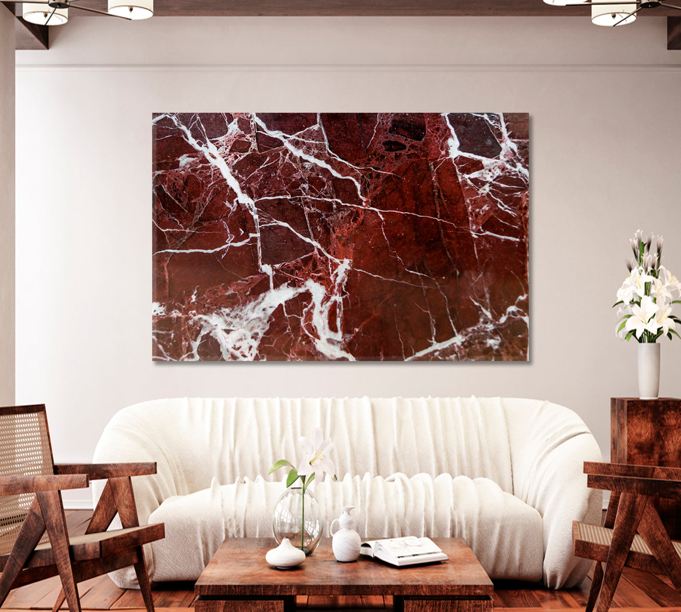 Dark Red Marble Canvas Print-Canvas Print-CetArt-1 Panel-24x16 inches-CetArt