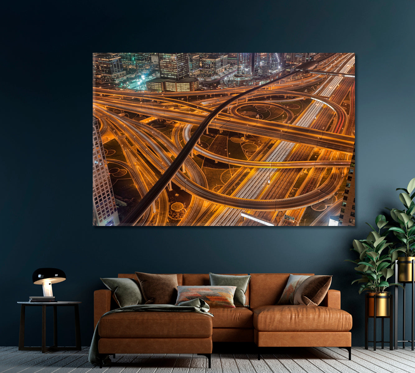 Dubai Night Highway Canvas Print-Canvas Print-CetArt-1 Panel-24x16 inches-CetArt