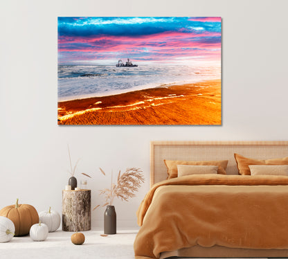 Shipwreck in Atlantic Ocean on Skeleton Coast Namibia Africa Canvas Print-Canvas Print-CetArt-1 Panel-24x16 inches-CetArt