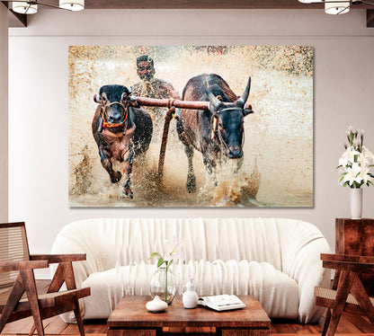 Bullock Race Canvas Print-Canvas Print-CetArt-1 Panel-24x16 inches-CetArt