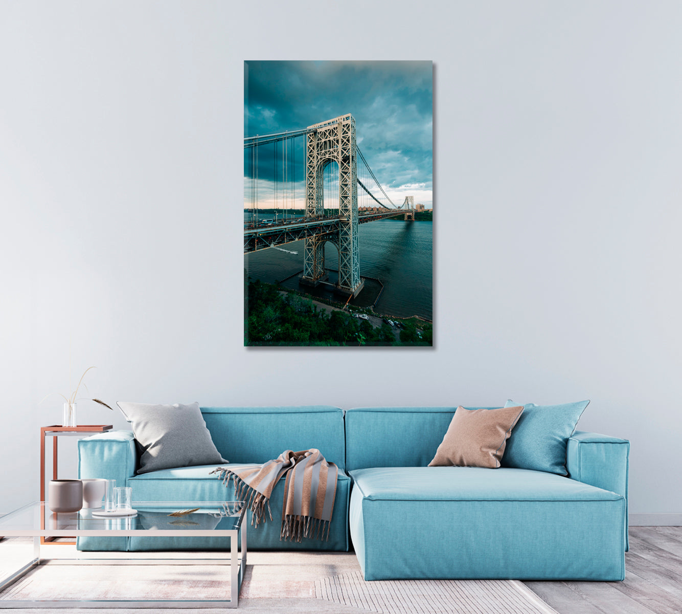 George Washington Bridge and Hudson River New York City Canvas Print-Canvas Print-CetArt-1 panel-16x24 inches-CetArt