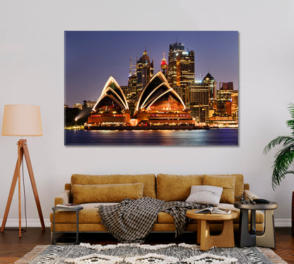 Night Sydney Australia Canvas Print-Canvas Print-CetArt-1 Panel-24x16 inches-CetArt