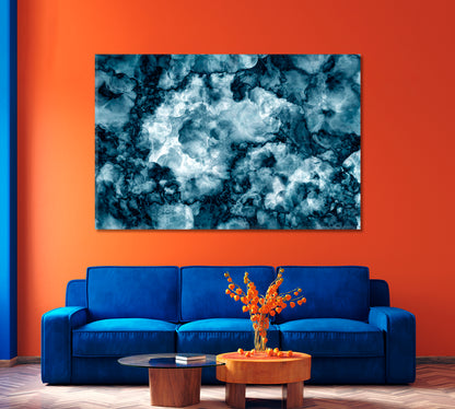 Abstract Dark Blue Dense Smoke Swirls Canvas Print-Canvas Print-CetArt-1 Panel-24x16 inches-CetArt