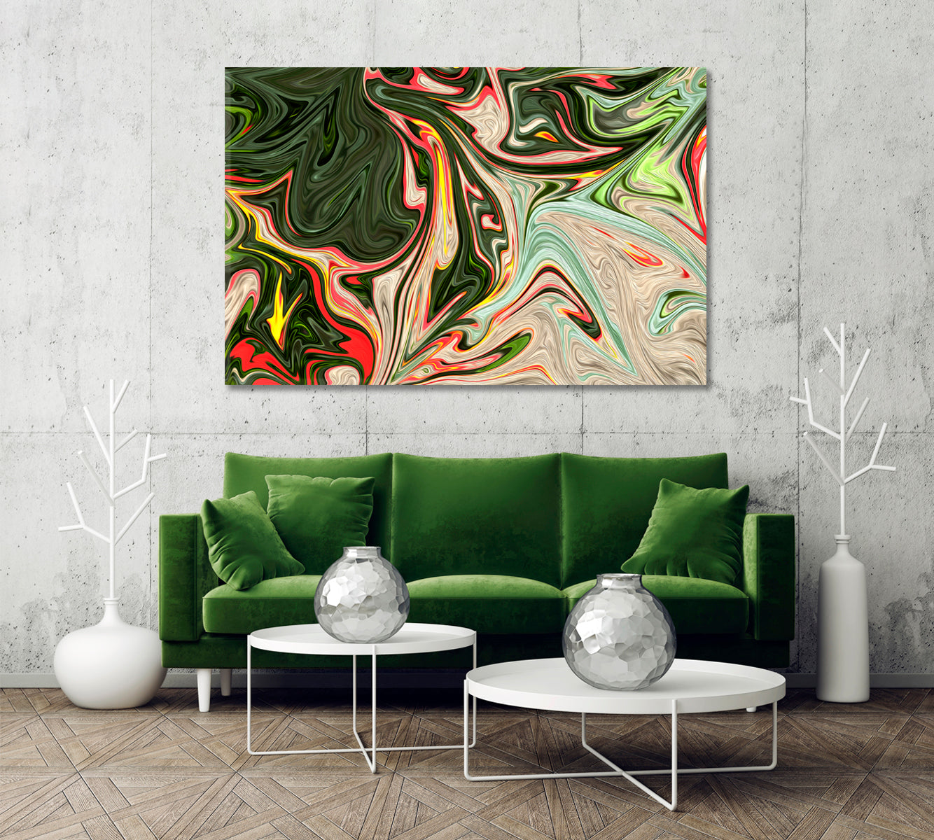 Abstract Red and Green Pattern Canvas Print-Artwork-CetArt-1 Panel-24x16 inches-CetArt