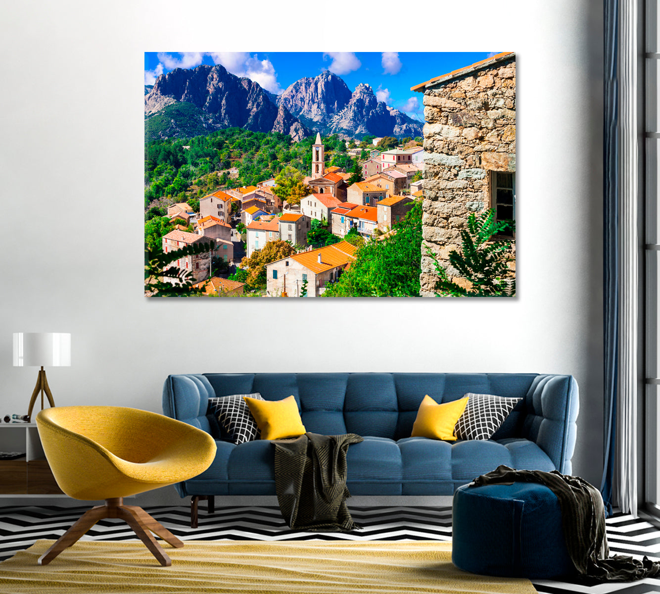 Evisa Village at Mountains Corsica Island Canvas Print-Canvas Print-CetArt-1 Panel-24x16 inches-CetArt