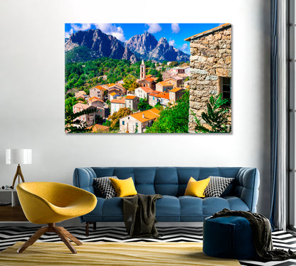 Evisa Village at Mountains Corsica Island Canvas Print-Canvas Print-CetArt-1 Panel-24x16 inches-CetArt