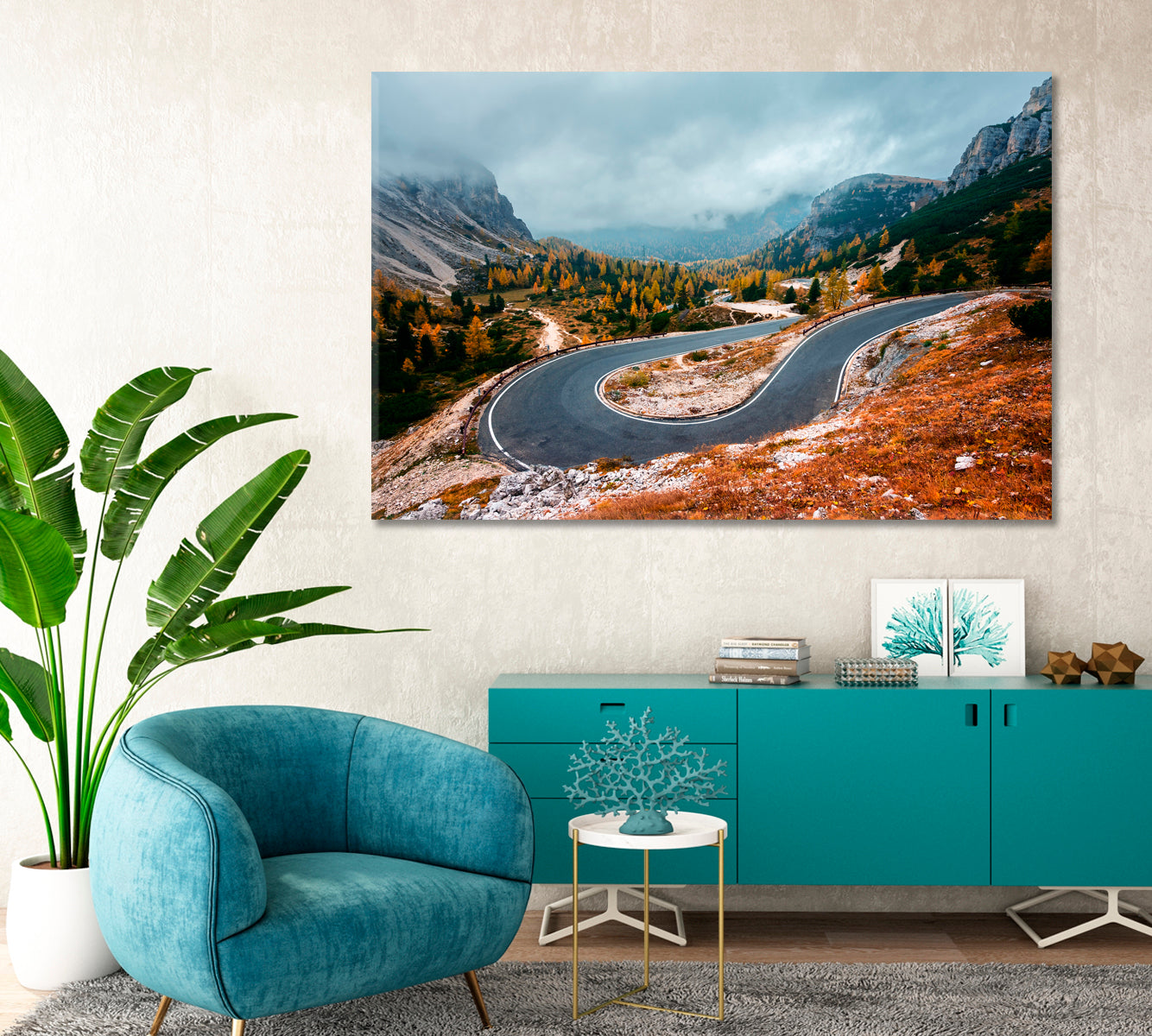 Winding Mountains Road of Lavaredo in Tre Cime di Lavaredo National Park Dolomite Alps Canvas Print-Canvas Print-CetArt-1 Panel-24x16 inches-CetArt