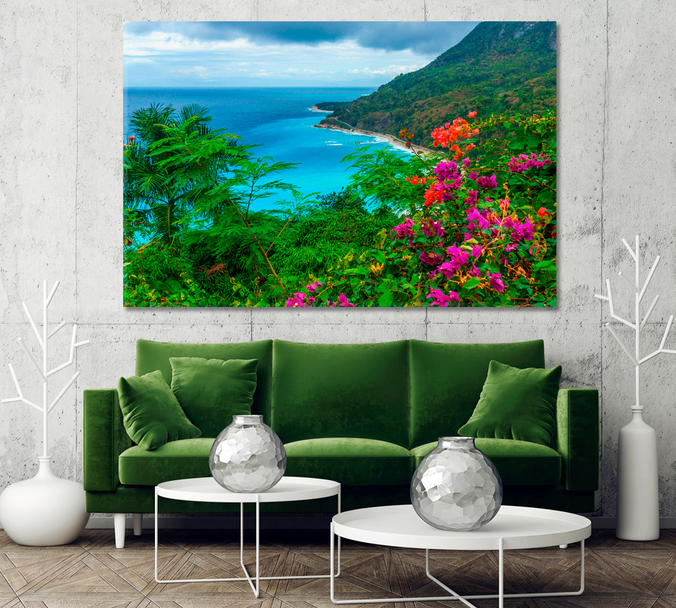 Natural Wild Landscape with Azure Sea Ocean Water Dominican Republic Canvas Print-Canvas Print-CetArt-1 Panel-24x16 inches-CetArt