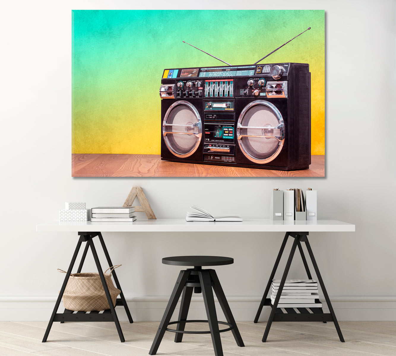 Retro Boombox 1980s Canvas Print-Canvas Print-CetArt-1 Panel-24x16 inches-CetArt