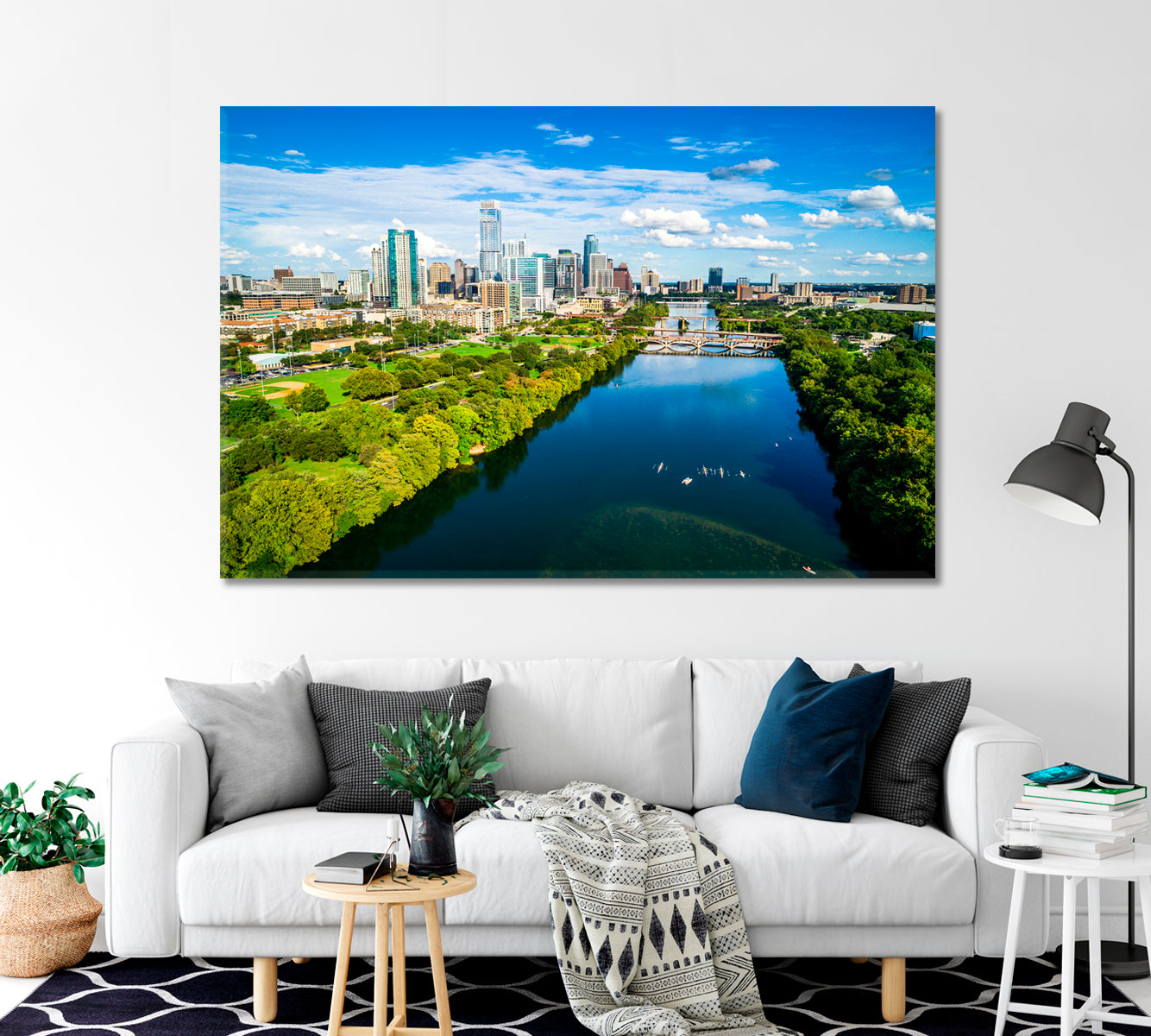 Austin City and Lake Colorado Canvas Print-Canvas Print-CetArt-1 Panel-24x16 inches-CetArt