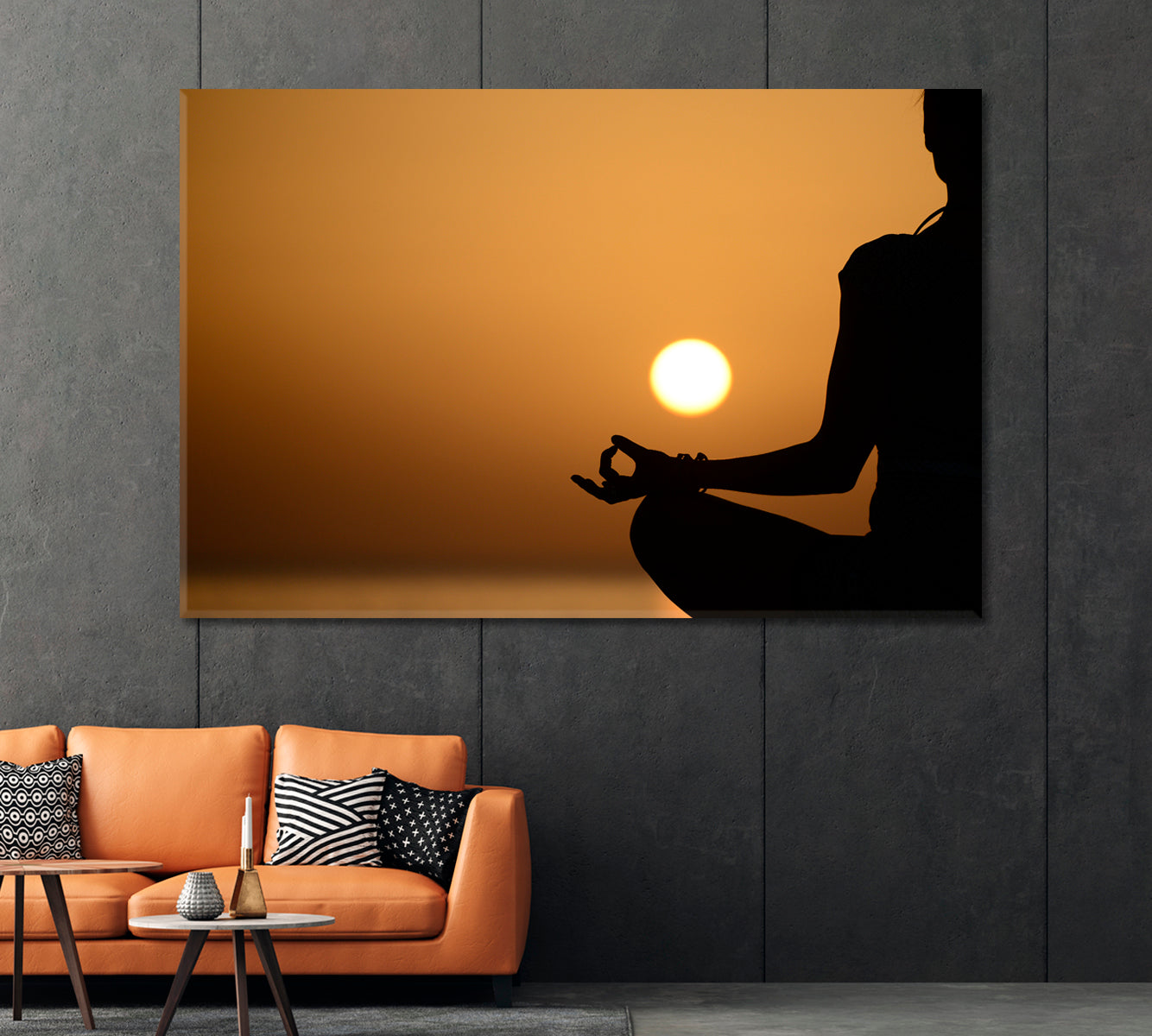 Silhouette of a Woman Doing Yoga Canvas Print-Canvas Print-CetArt-1 Panel-24x16 inches-CetArt