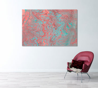 Abstract Pink and Blue Marble Canvas Print-Canvas Print-CetArt-1 Panel-24x16 inches-CetArt